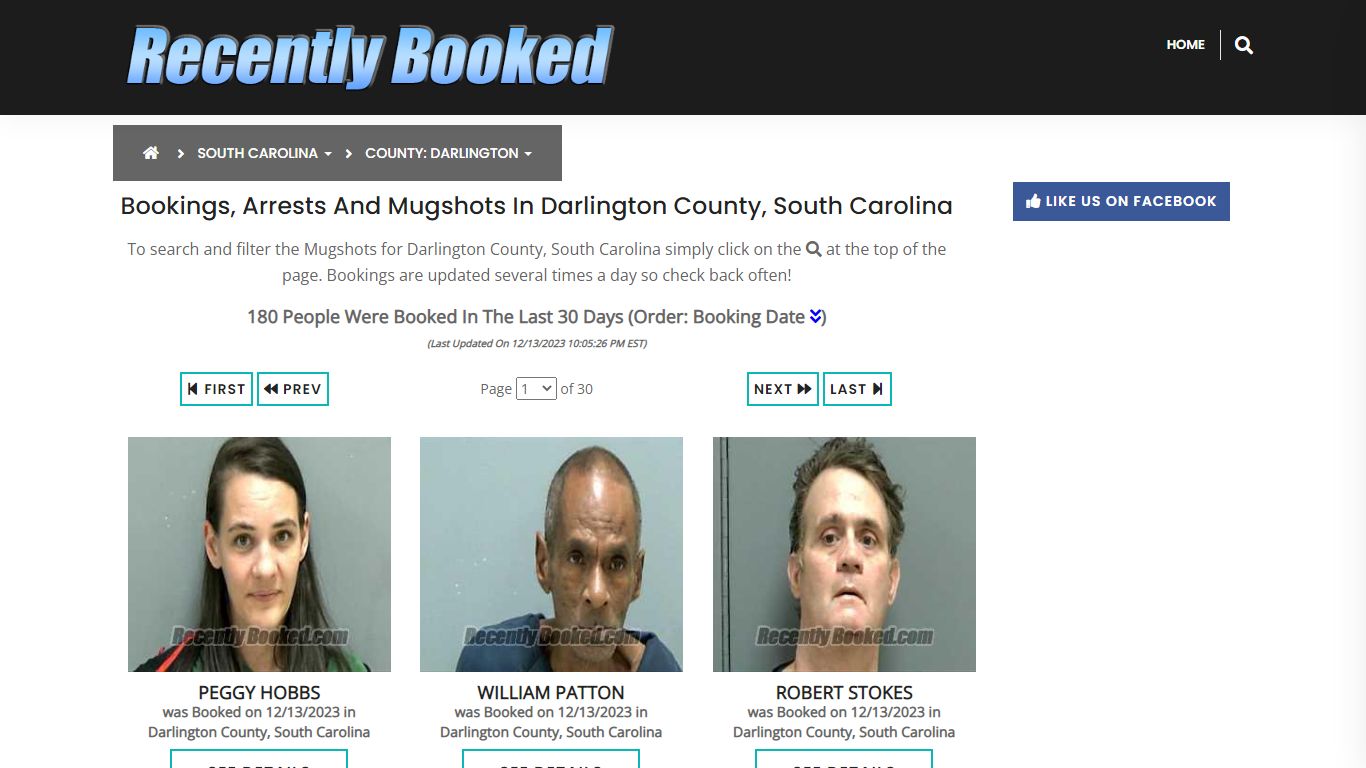 Bookings, Arrests and Mugshots in Darlington County, South Carolina